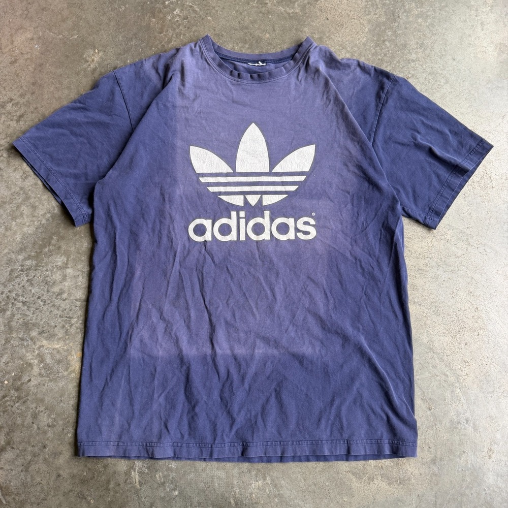 Vintage 80s 90s Adidas Trefoil Sun Faded Double Sided Graphic Shirt Mens 2XL
